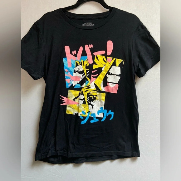 My Hero Academia All  Might Blood Anime Manga Mens Black T-Shirt Sz M - Picture 1 of 5